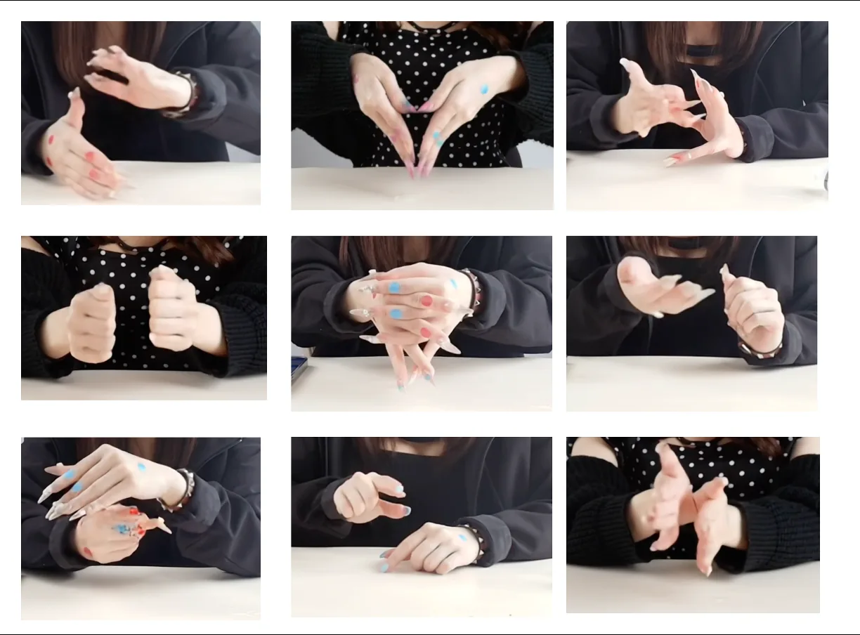 Nine examples of hand techniques studied for Pulsar Motion Intelligence